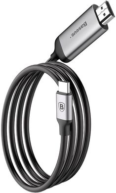 Кабель Baseus C-Video Type-C To HDMI Male joint Adapter Cable 1.8M Dark gray (CATCY-B0G), цена | Фото