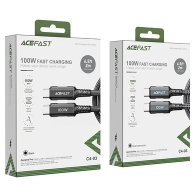 Кабель Acefast C4-03 USB-C to USB-C 100W (2m) - Black, цена | Фото