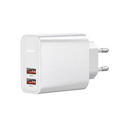 Зарядное устройство Baseus Speed Dual QC3.0 Quick charger U+U 30W EU White, цена | Фото