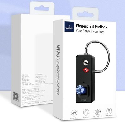 Біометричний розумний замок WIWU Fingerprint Padlock S6 зі сканером відбитка пальця, ціна | Фото