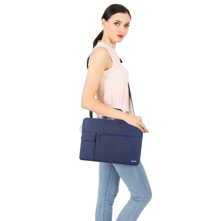 Тканевая сумка для ноутбука Mosiso Shoulder Bag for MacBook 13-14 inch - Navy Blue