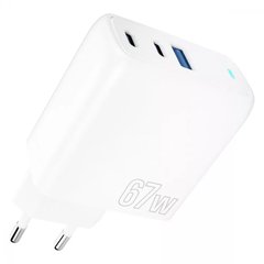 Зарядний пристрій Proove Shot GaN 67W (2Type-C + USB) - White, ціна | Фото
