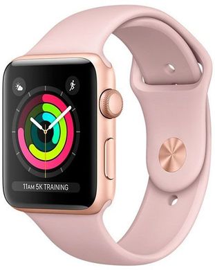 Apple Watch Series 3 (GPS) 38mm Gold Aluminum Case with Pink Sand Sport Band (MQKW2), цена | Фото