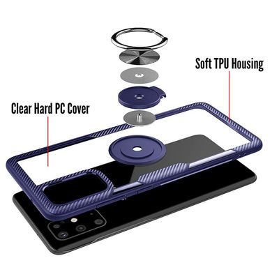 TPU+PC чохол Deen CrystalRing під магнітний тримач для Samsung Galaxy S20+ - Бесцветный / Темно-Синій, ціна | Фото