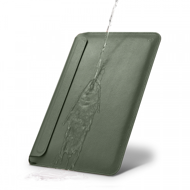 Кожаный чехол-папка WIWU Genuine Leather Laptop Sleeve for MacBook Pro 14 (2021 | 2023) M1 | M2 | M3 - Forest Green, цена | Фото