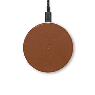 Бездротова зарядка Native Union Drop Classic Leather Wireless Charger Brown (DROP-BRN-CLTHR-NP), ціна | Фото