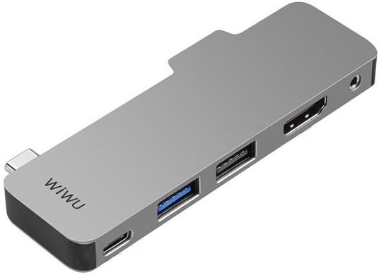 Адаптер для iPad Pro WIWU T5 (USB3.0+USB2.0+HDMI+PD+3.5mm) - Gray, цена | Фото