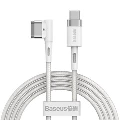 Кабель Baseus Magsafe 3 Zinc Magnetic Type-C to L-shaped MagSafe 3 (MacBook Pro 14 M1) 60W (2m) - White (CATXC-W02), цена | Фото