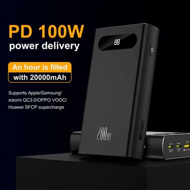 Портативний зарядний пристрій ZAMAX Flash Power Bank 200W (20,000 mAh) - Black, ціна | Фото