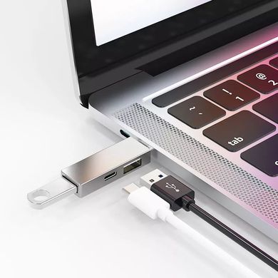 Переходник WIWU T02 Pro (Type-C to USB-A 3.0 | USB-A 2.0 | USB-C) - Gray, цена | Фото