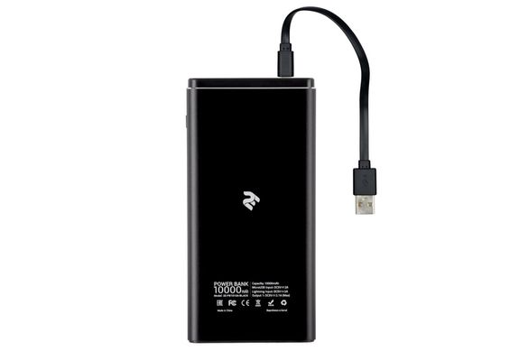 Портативний зарядний пристрій 2Е 10000мА/ч, DC 5V, USB-2.1A, MicroUSB, Light. Inp, Allum, Чорний, ціна | Фото