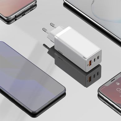 Зарядное устройство Baseus GaN Quick Travel Charger 65W (2 Type-C + 1 USB) - White, цена | Фото