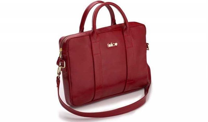 Шкіряна жіноча сумка для ноутбука червона Dulce, ціна | Фото