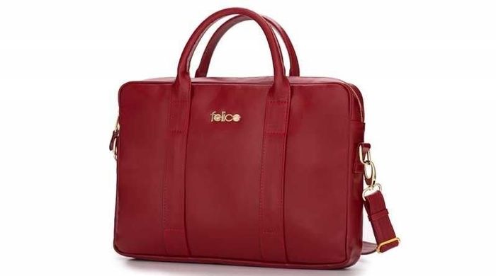 Шкіряна жіноча сумка для ноутбука червона Dulce, ціна | Фото