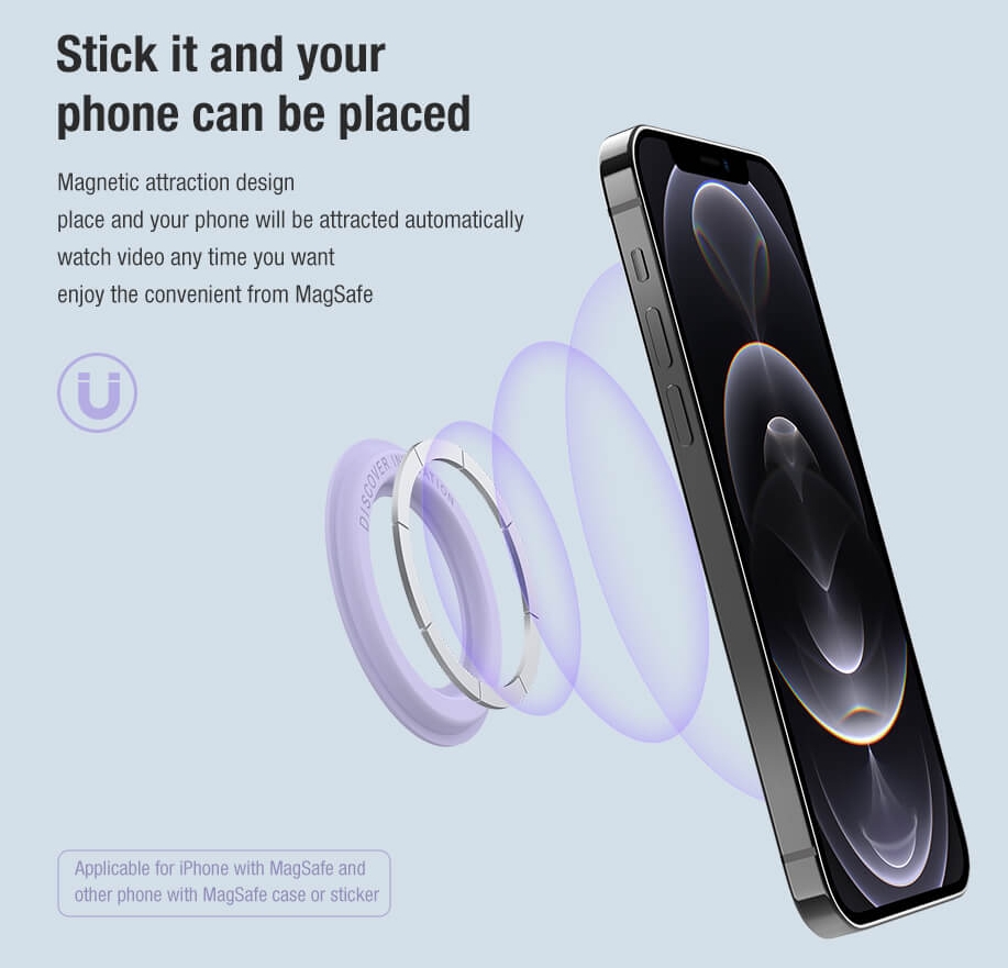 Магнитный стикер для MagSafe Nillkin SnapHold Magnetic Sticker (1pcs) for iPhone 12 | 13 Series - Misty Purple