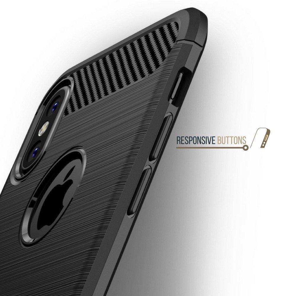 Чехол STR Stripe Carbon Fiber TPU Case for iPhone X/Xs - Blac