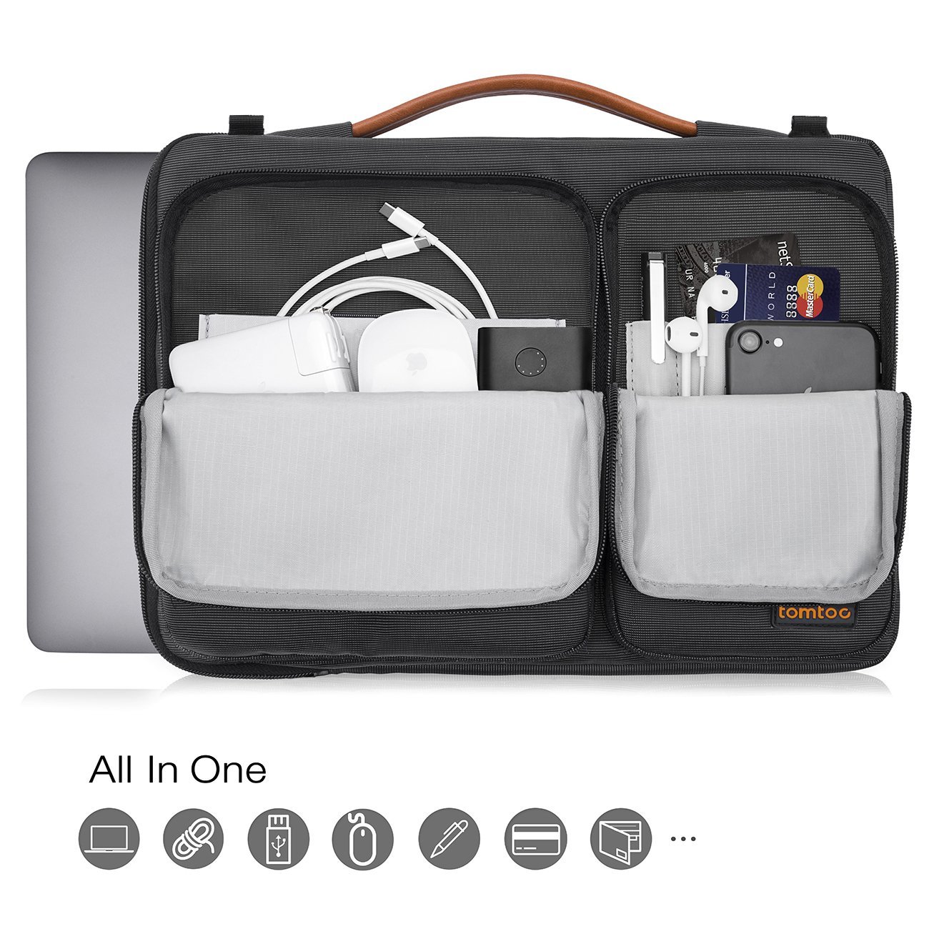Сумка для MacBook tomtoc 13-15 Inch Laptop Shoulder Bag 360° - Black