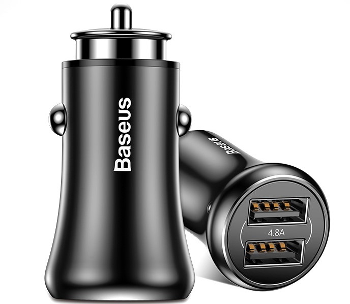 Автомобильная зарядка Baseus Gentleman 4.8A Dual-USB Car Charger Black (CCALL-GB01)