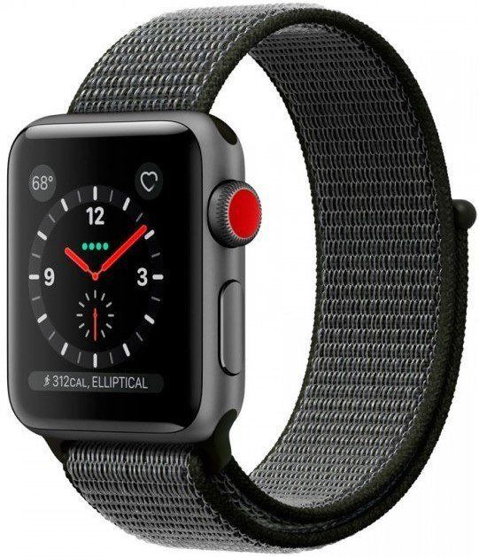 Apple Watch Series 3 (GPS + LTE) Space Gray Aluminum Case with Dark Olive Sport Loop 