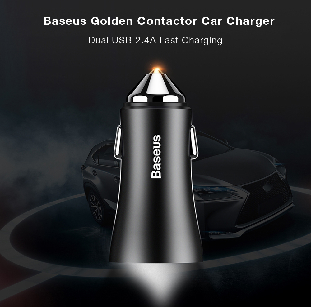 Автомобильная зарядка Baseus Golden Contactor Dual U Intelligent Car Charger Black (CCALL-DZ01)