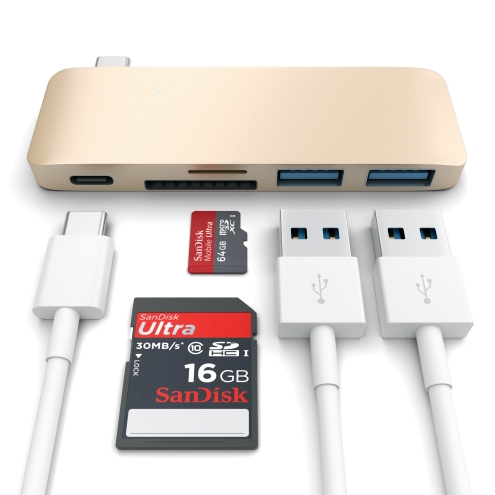 Satechi Type-C USB 3.0 Passthrough Hub - Gold (ST-TCUPG)