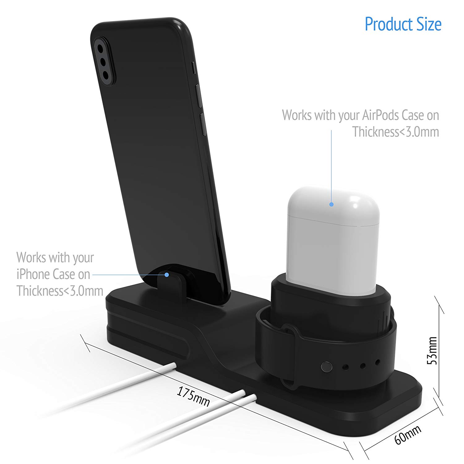 Док-станция STR 3 in1 Charging Stand for iPhone / Apple Watch / AirPods - Black (STR-DOCK-BK)