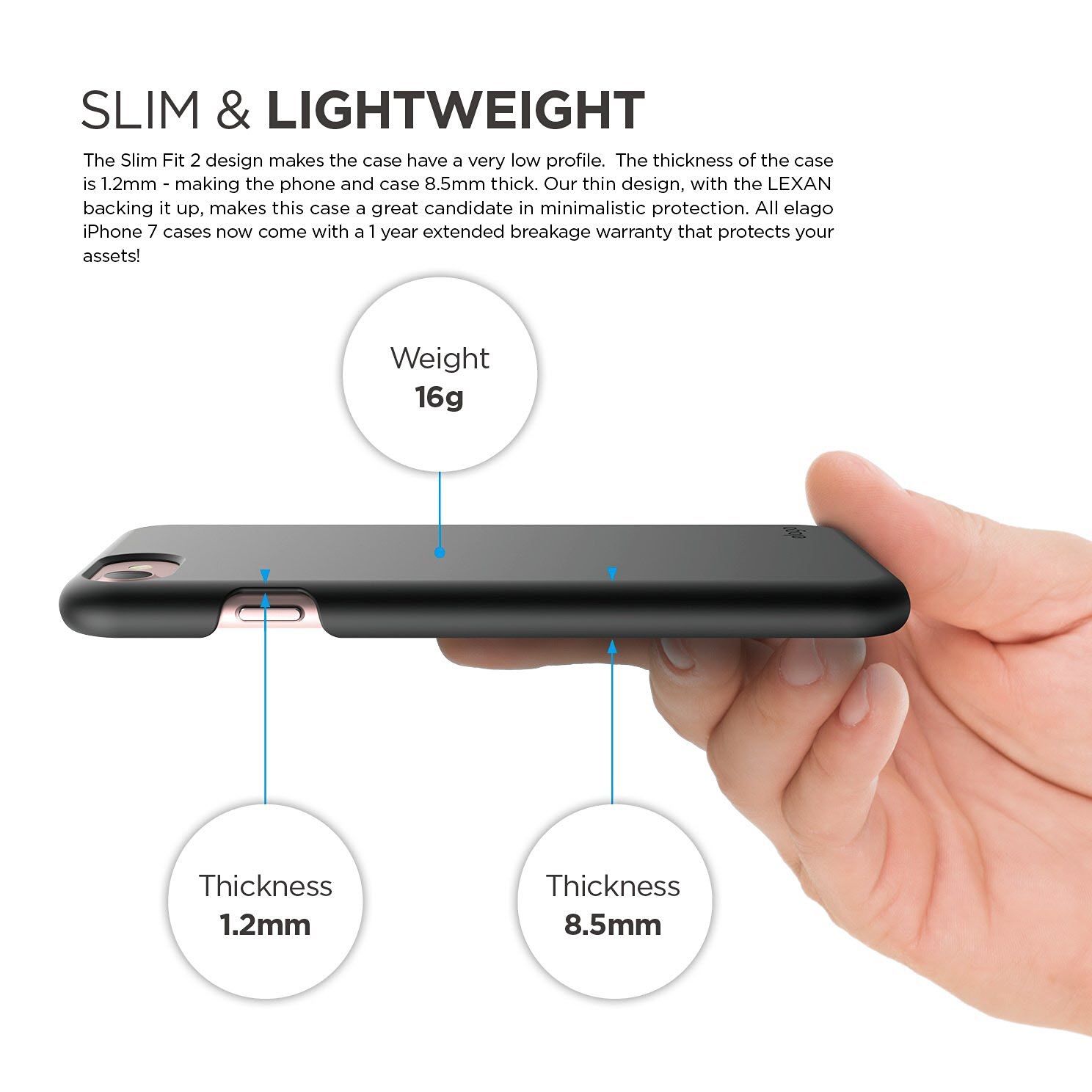 Elago Slim Fit 2 Case Black for iPhone 8/7 (ES7SM2-BK-RT)