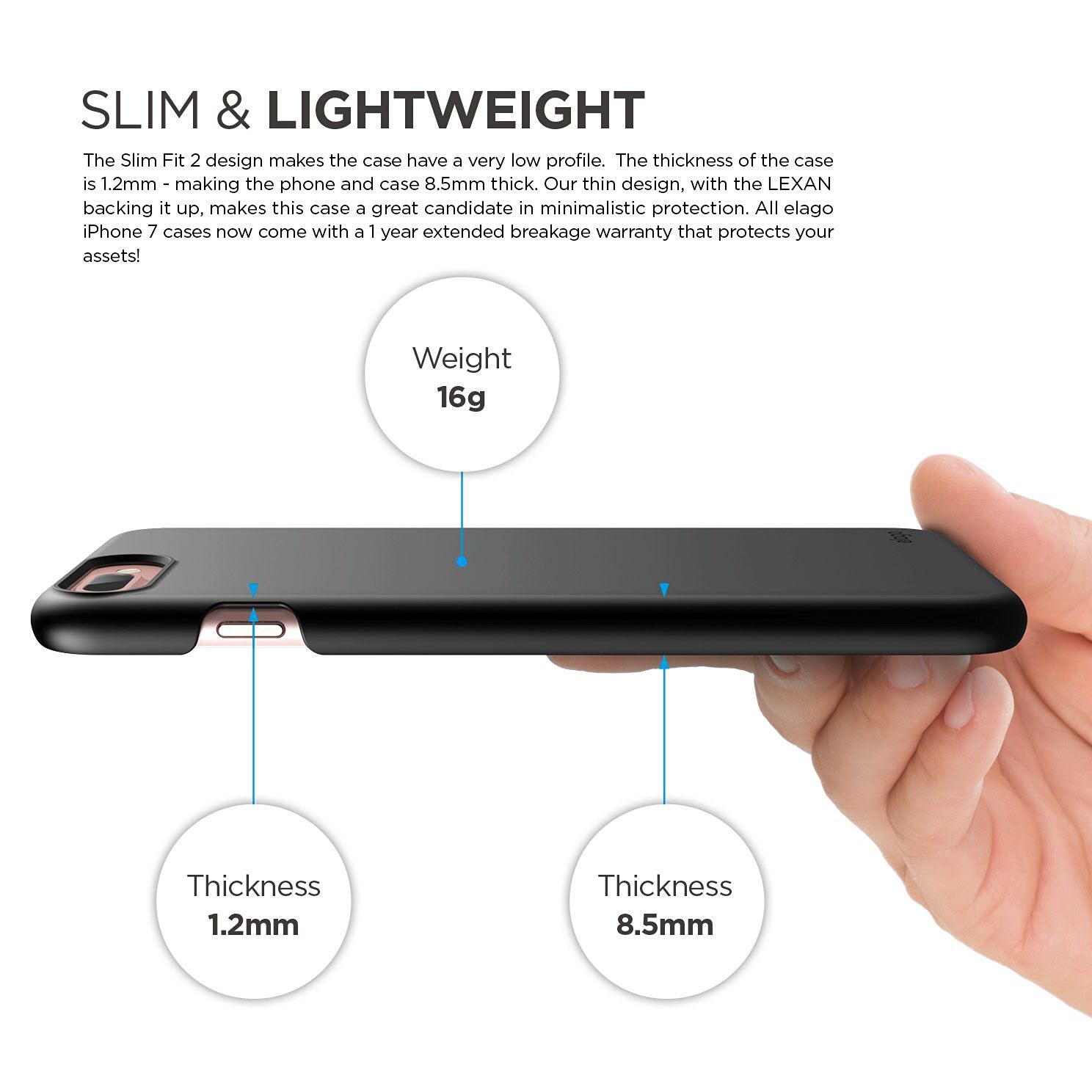 Elago Slim Fit 2 Case Black for iPhone 8 Plus/7 Plus (ES7PSM2-BK-RT)