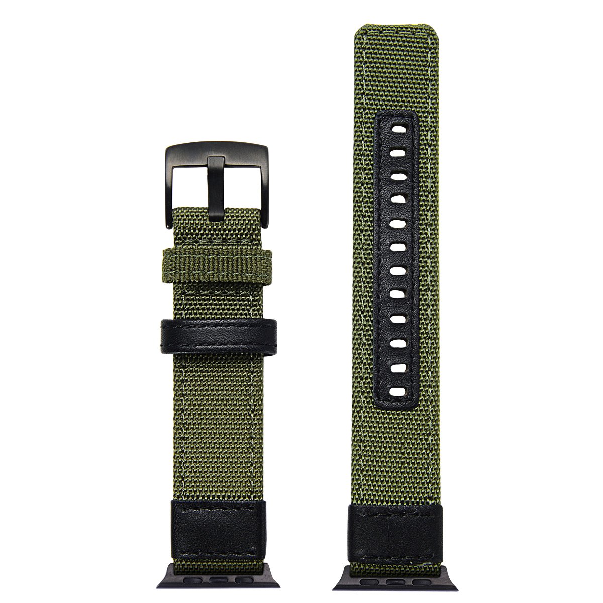 Ремешок STR Nylon+Genuine Leather Band for Apple Watch 42/44 mm - Army Green