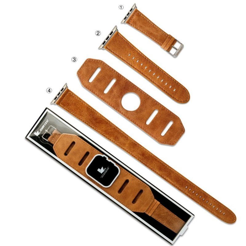 Набор ремешков 3в1 JisonCase Genuine Leather Vintage for Apple Watch 38/40 mm - Brown (JS-AW3-09A20)