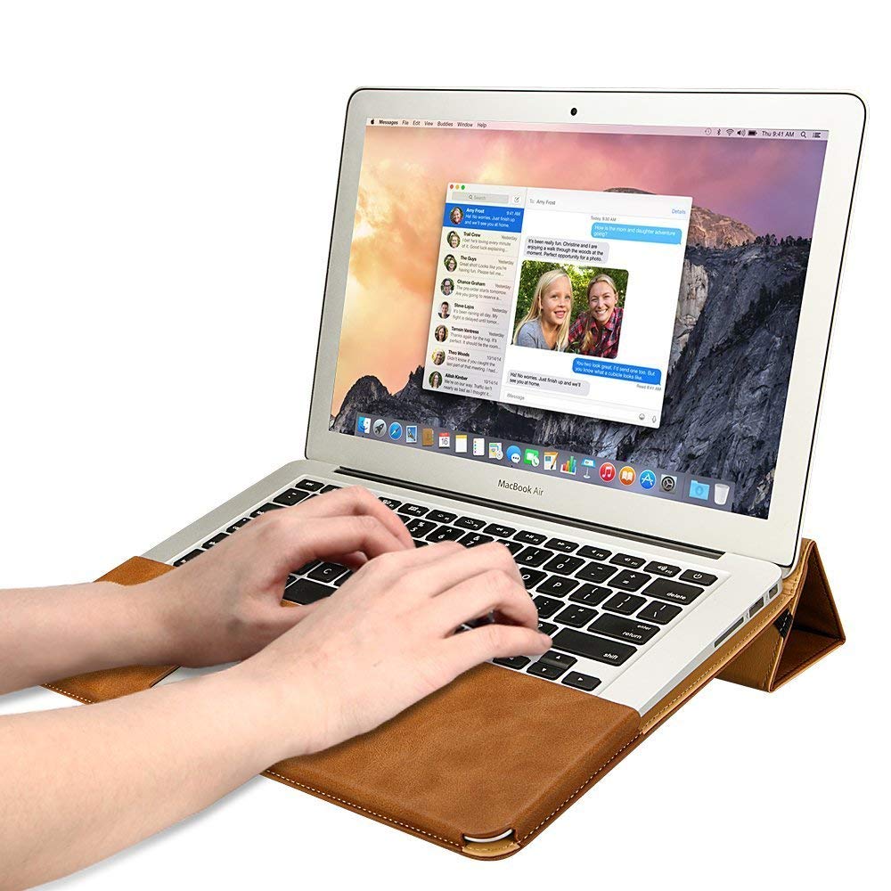 Чехол JisonCase Leather Stand for MacBook Air 13 - Brown (JS-AIR-06R20)