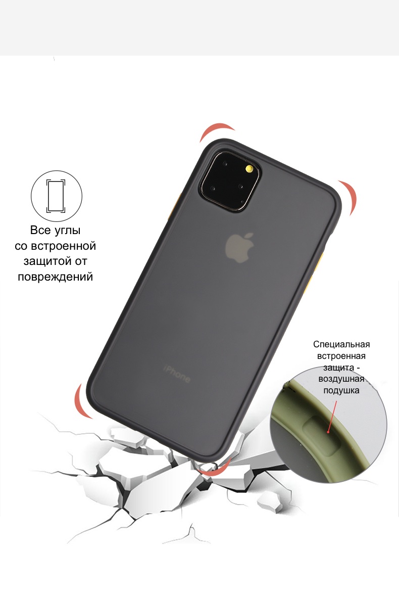 Матовый противоударный чехол STR Matte Color Case (TPU) for iPhone 11