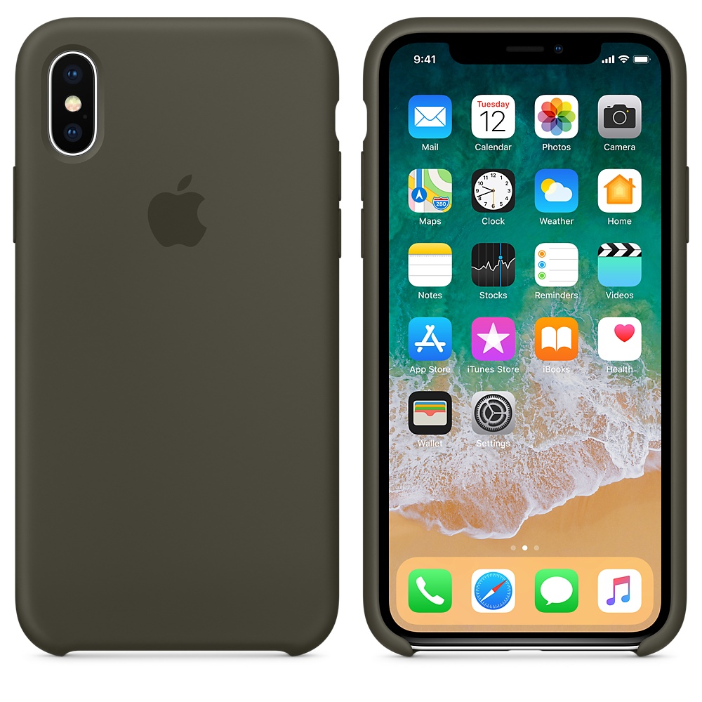 Силиконовый чехол Apple iPhone X Silicone Case (ОРИГИНАЛ) - Dark Olive (MR522)