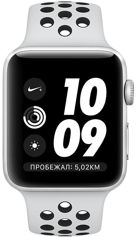 Apple Watch Nike+ Series 3 GPS 42mm Silver Aluminum with Pure Platinum/BlackSport Band (MQL32)