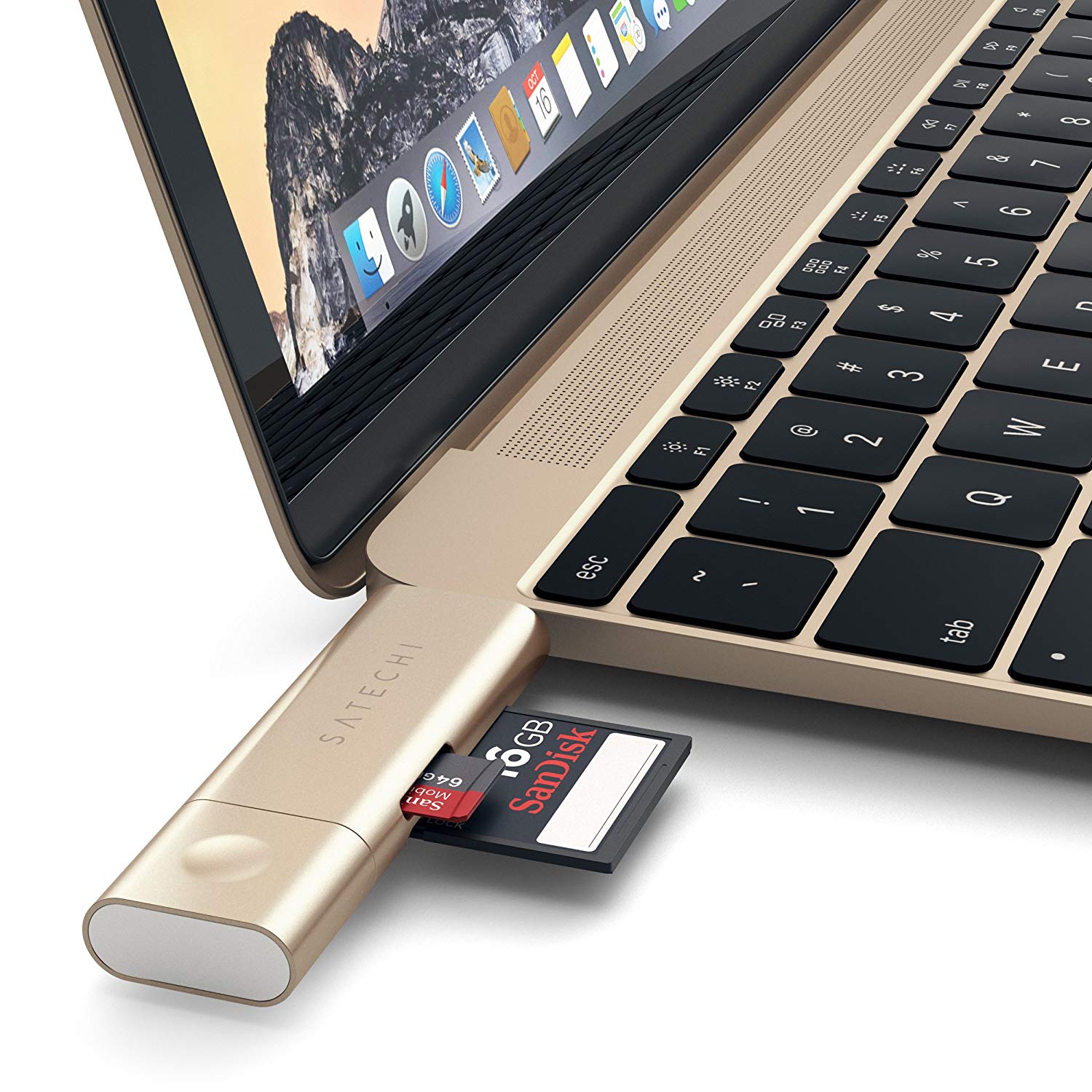 Переходник Satechi Aluminum Type-C USB 3.0 and Micro/SD Card Reader Gold (ST-TCCRAG)