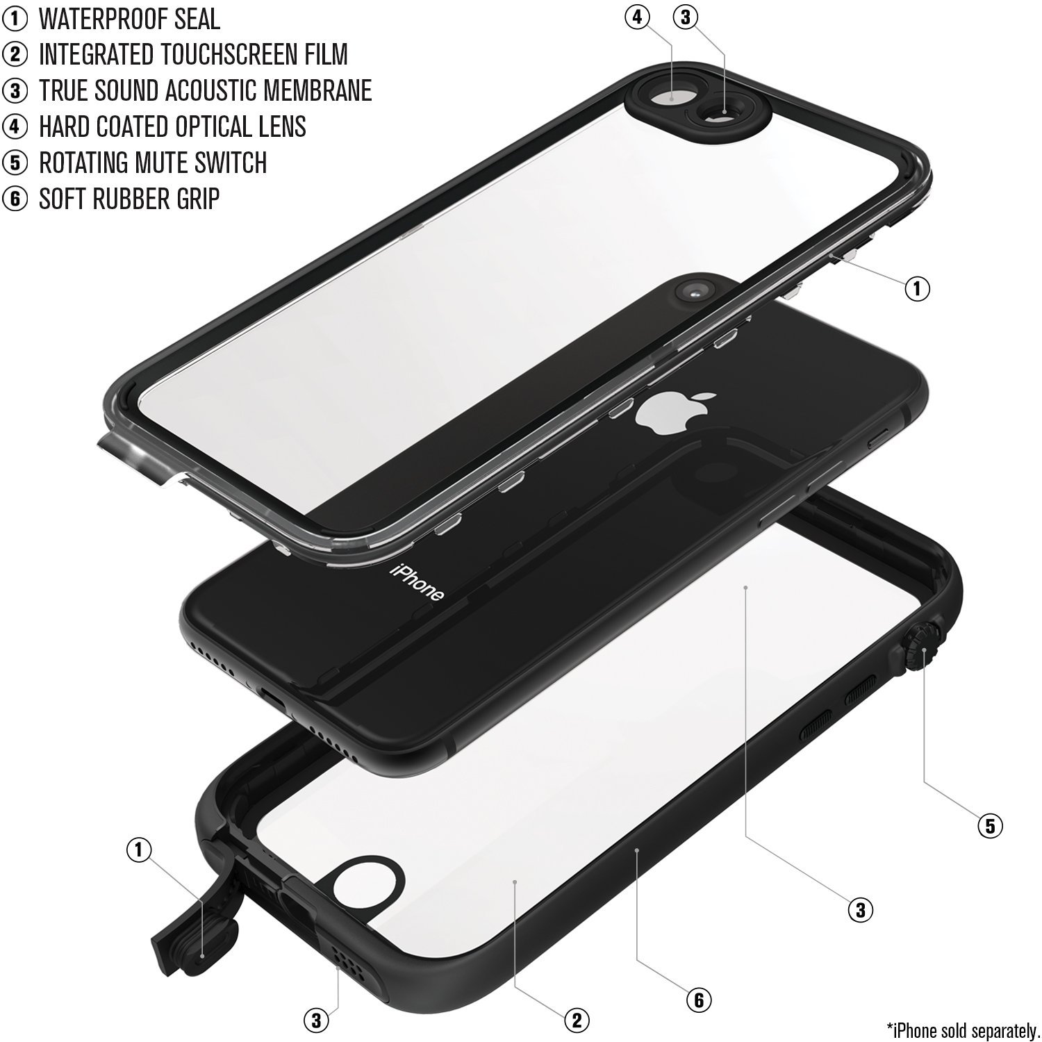 Водонепроницаемый чехол Catalyst Waterproof Case for iPhone 8 Plus/7 Plus (CATIPHO8+BLK)