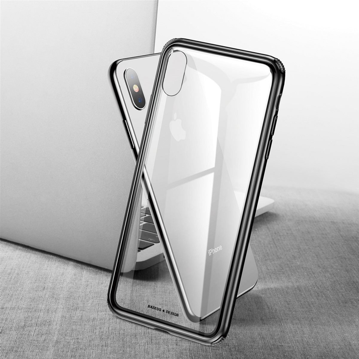 Чехол Baseus See-through glass protective case for iPhone Xs Max - Black